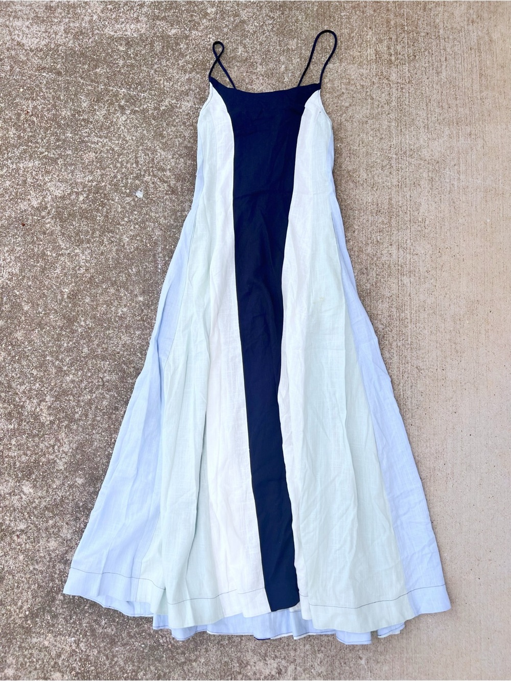NWT Altar’d State Marnie Maxi Dress Blue Colorblock Linen Blend Small